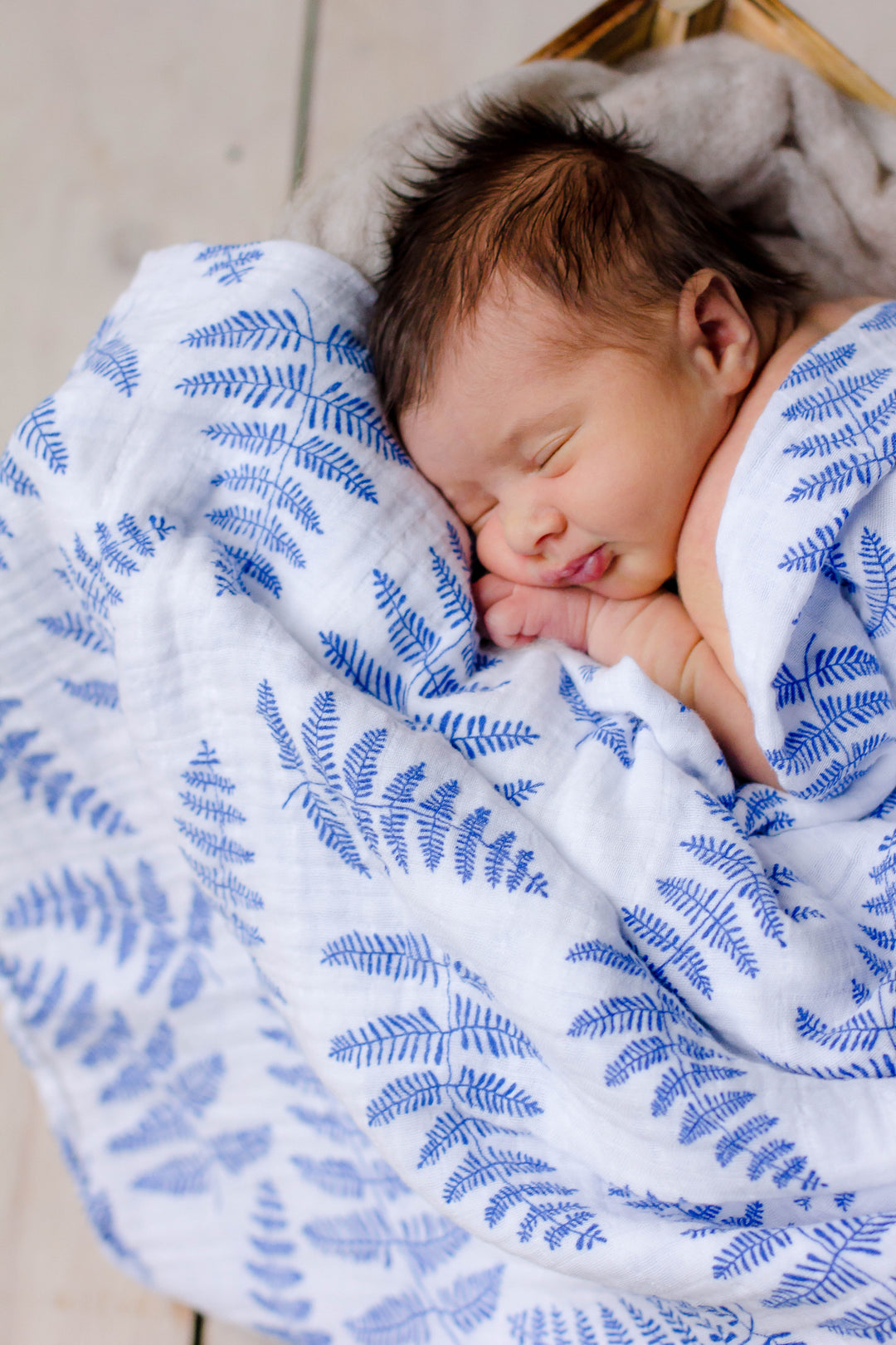 Organic Swaddle Blankets Blue Fern Green Feather Margaux May